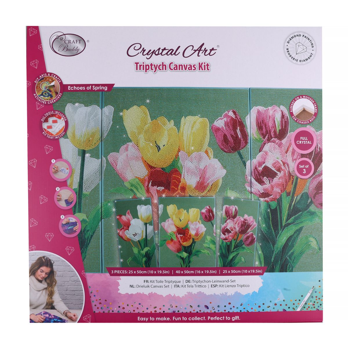 Echoes of spring diamond art triptych front packaging