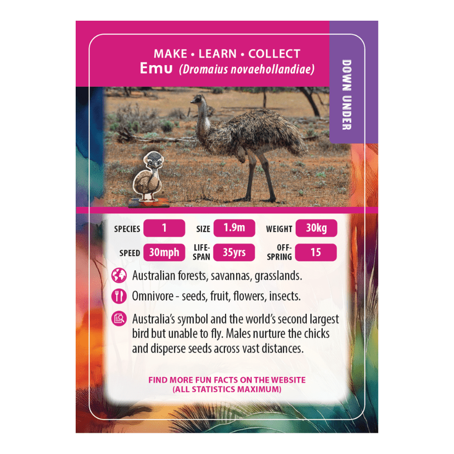 Emu Crystal Art Wildlife Buddies educard