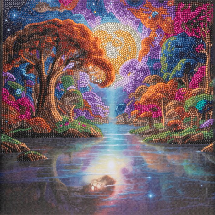 "Enchanted Lake" Crystal Art Canvas 30x30cm Front
