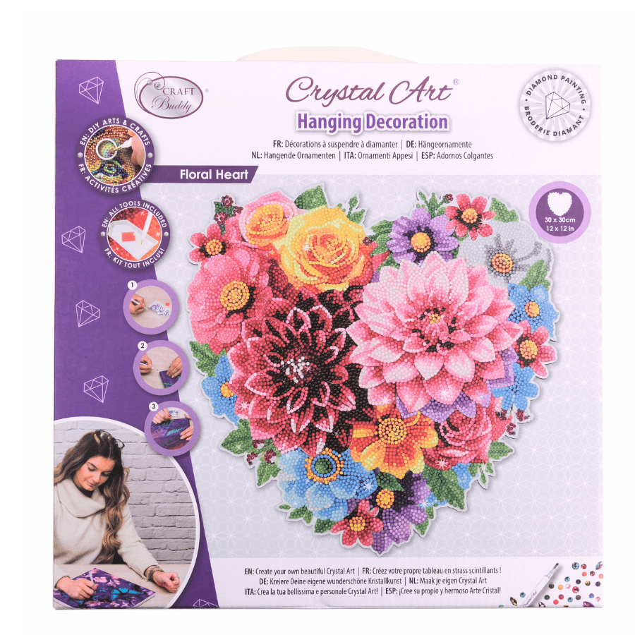 Floral Heart Crystal Art Hanging Decoration 4