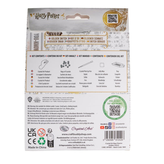 "Golden Snitch" Crystal Art Backpack Charm Kit Harry Potter Back Packaging