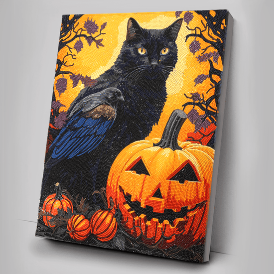 Halloween Cat Crystal Art Canvas Kit 40x50 1