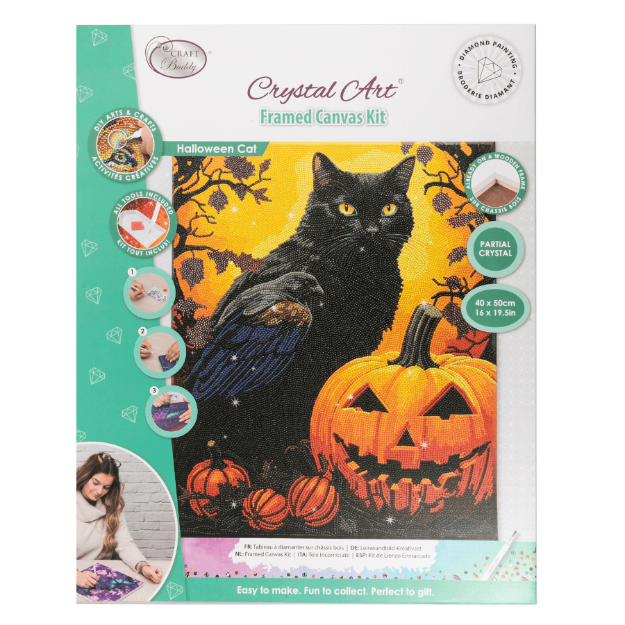 Halloween Cat Crystal Art Canvas Kit 40x50 2