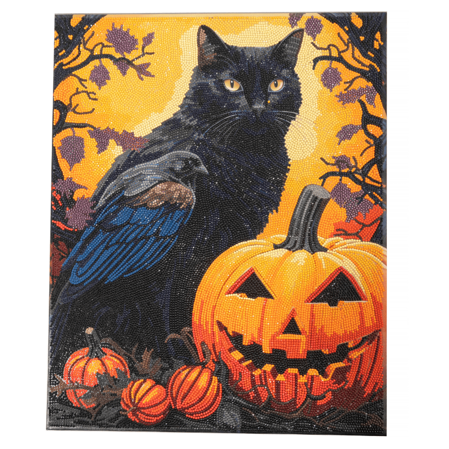 Halloween Cat Crystal Art Canvas Kit 40x50 5