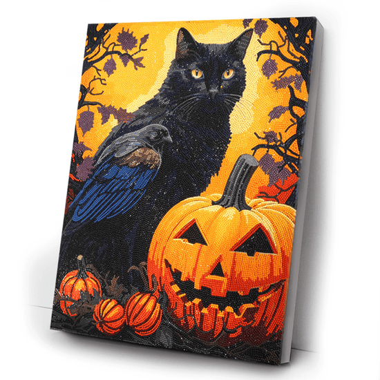 Halloween Cat Crystal Art Canvas Kit 40x50 9