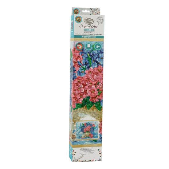 "Happy Hydrangeas" Crystal Art Scroll Kit Front Packaging