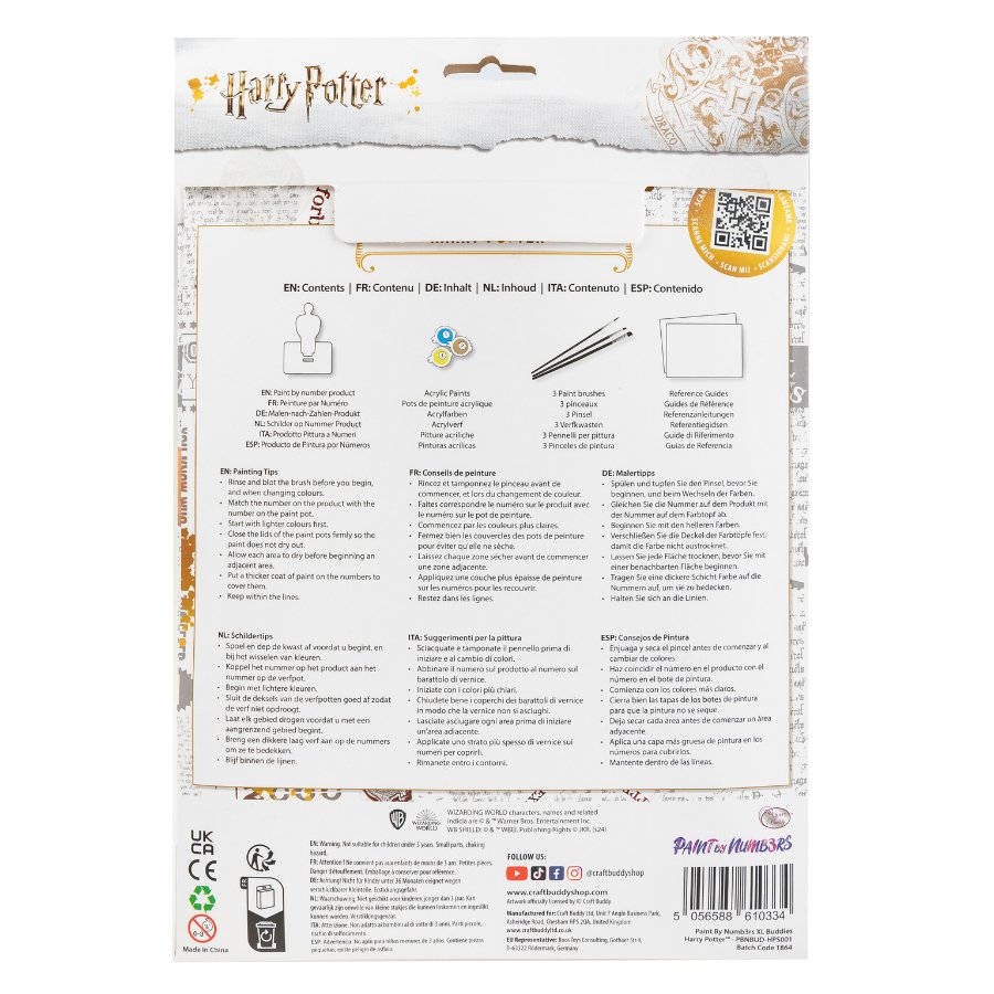 "Harry Potter" Harry Potter Paint By Numbers XL Buddies Kit Back Packaging