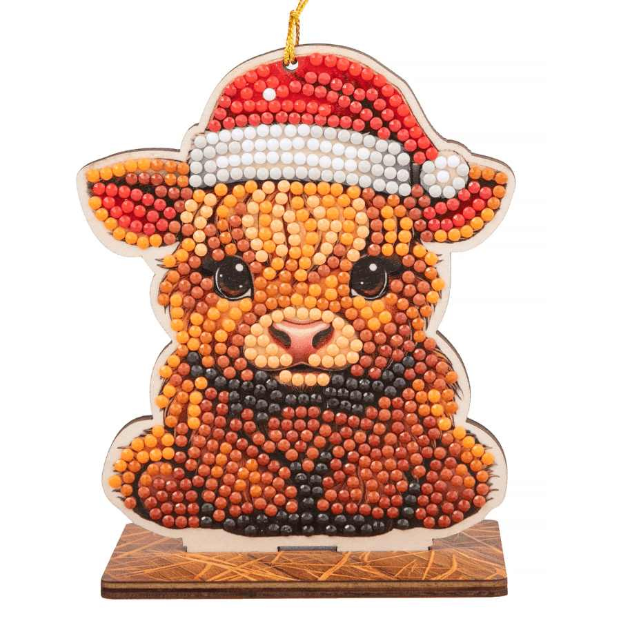 Highland Cow Crystal Art Hanging Buddies Decoration front2