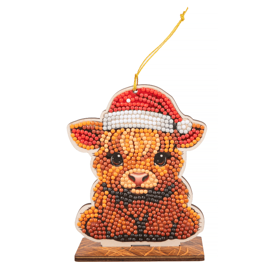 Highland Cow Crystal Art Hanging Buddies Decoration front