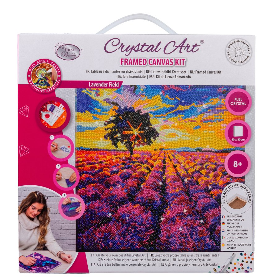 “Lavender Field” Crystal Art Canvas 30x30cm Front Packaging