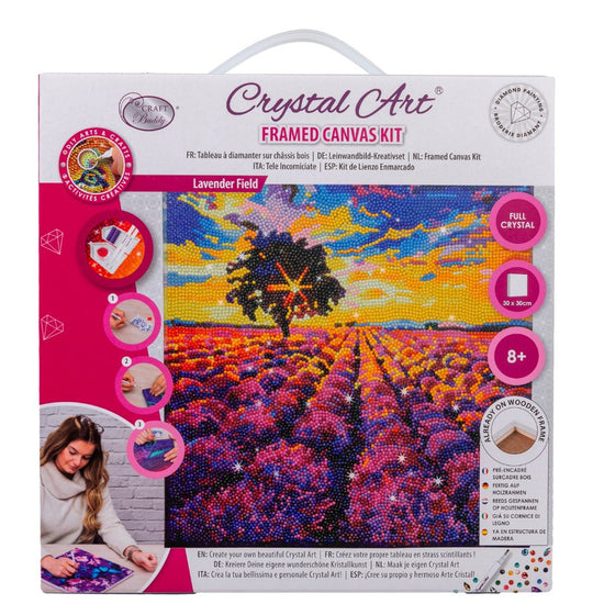 “Lavender Field” Crystal Art Canvas 30x30cm Front Packaging