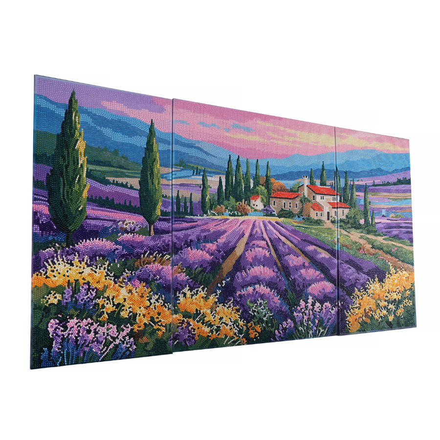Lavender Valley Crystal Art Canvas Triptych