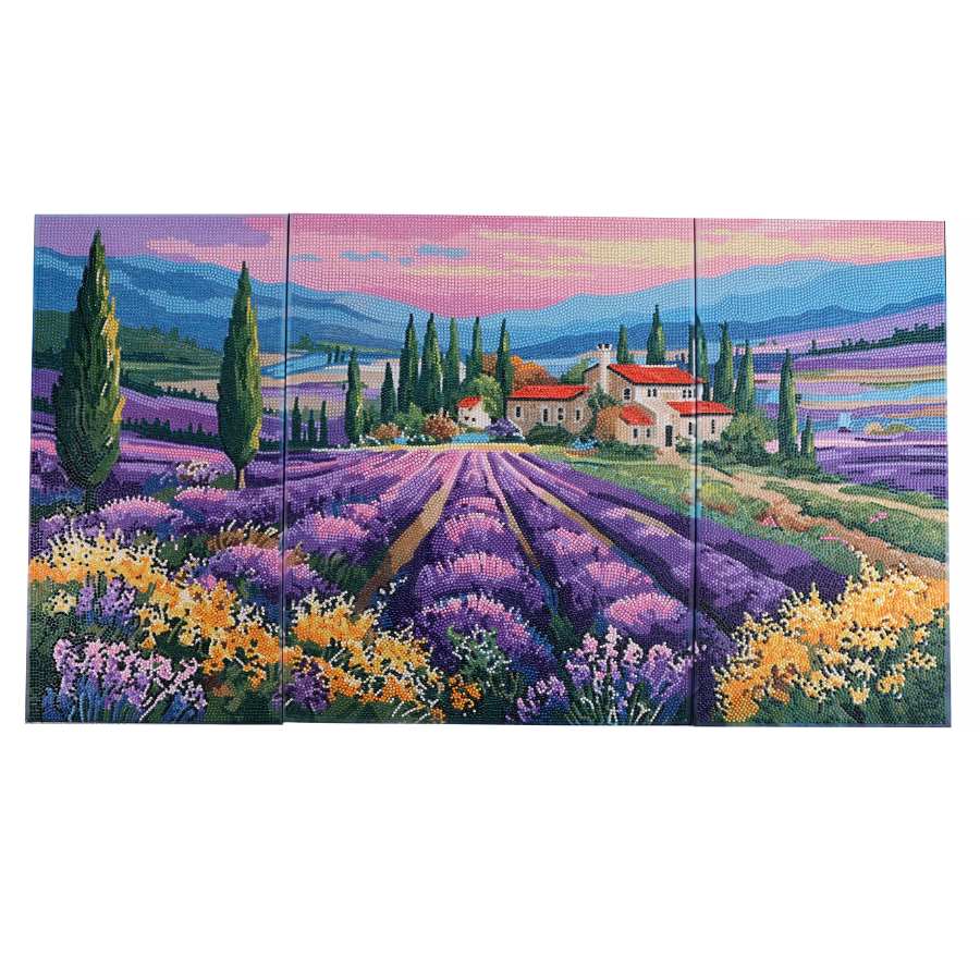 Lavender Valley Crystal Art Canvas Triptych