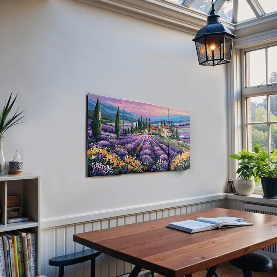 Lavender Valley Crystal Art Canvas Triptych