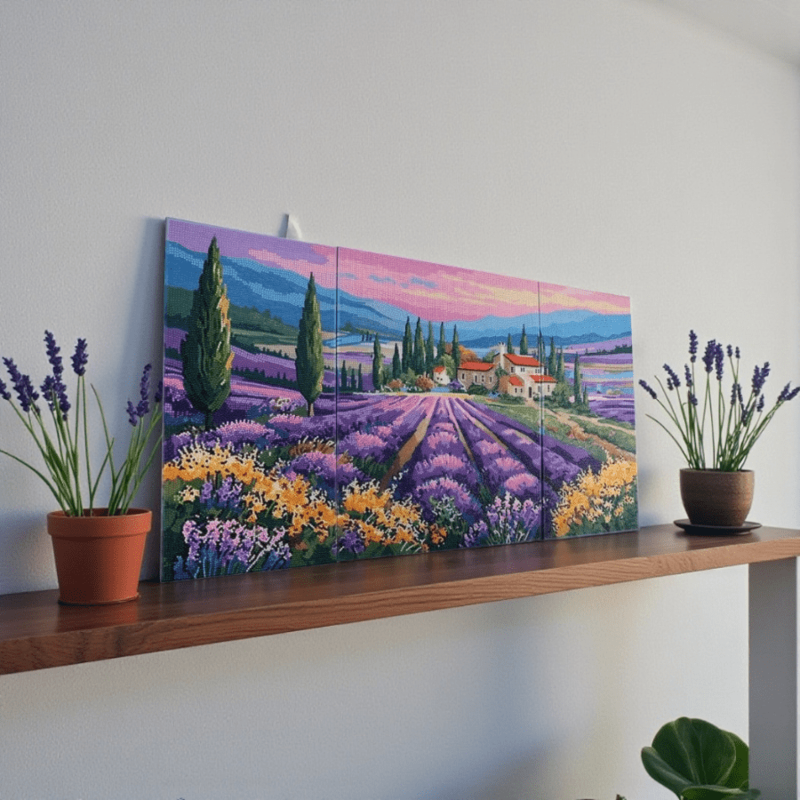 Lavender Valley Crystal Art Canvas Triptych
