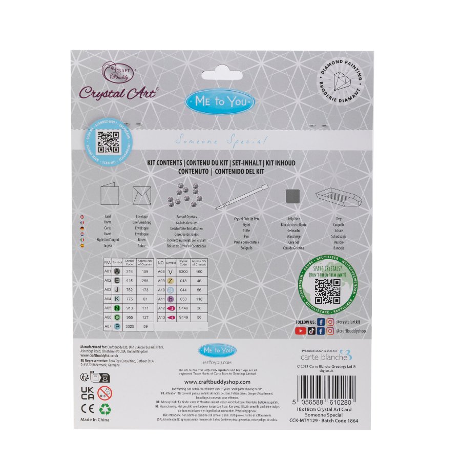 "Someone Special" Tatty Teddy Crystal Art Card - 18x18cm Back Packaging 