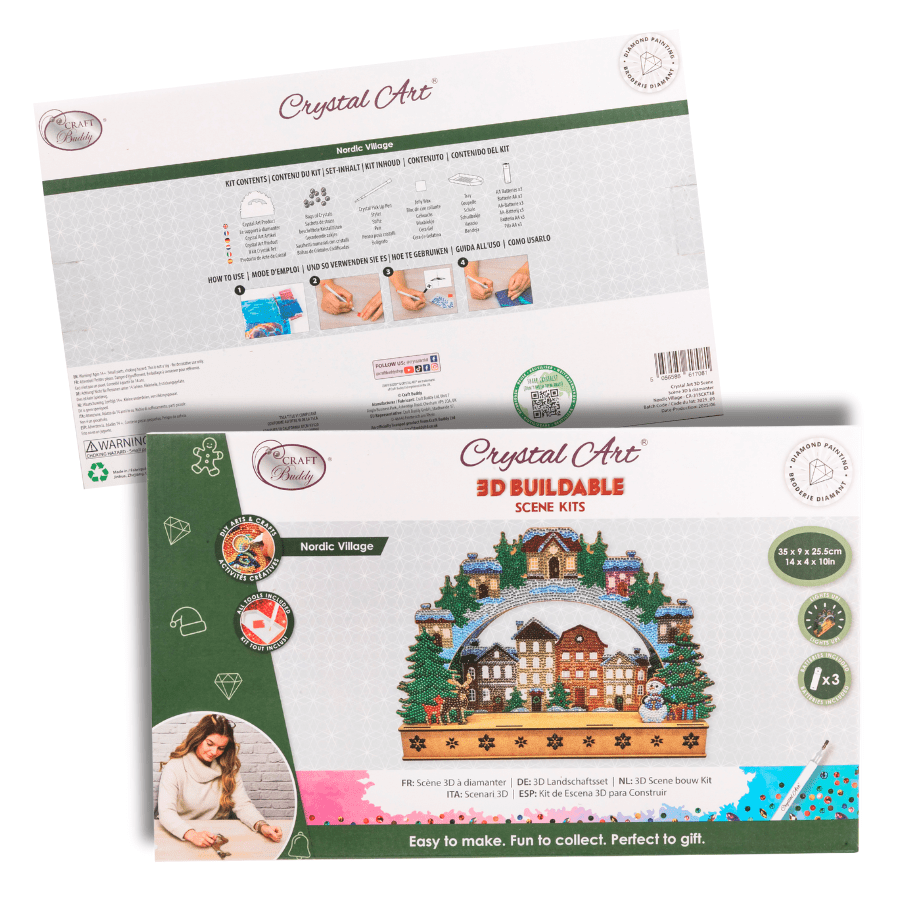 Nordic Village 3D Crystal Art Light Up Scene Kit