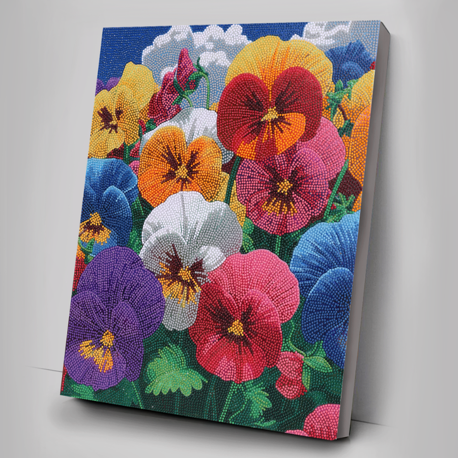 Perfect Pansies Crystal Art Framed Canvas Kit 40x50cm