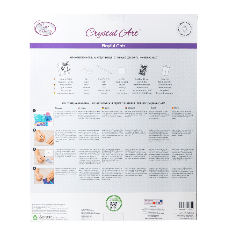 Playful Cats Crystal Art Canvas Kit 40x50cm