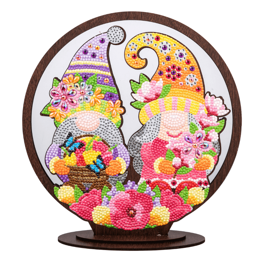 Spring Gnomes Crystal Art Wooden Decoration