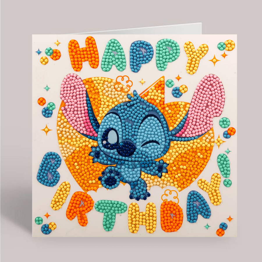 Stitch Birthday Crystal Art Card 18x18 complete