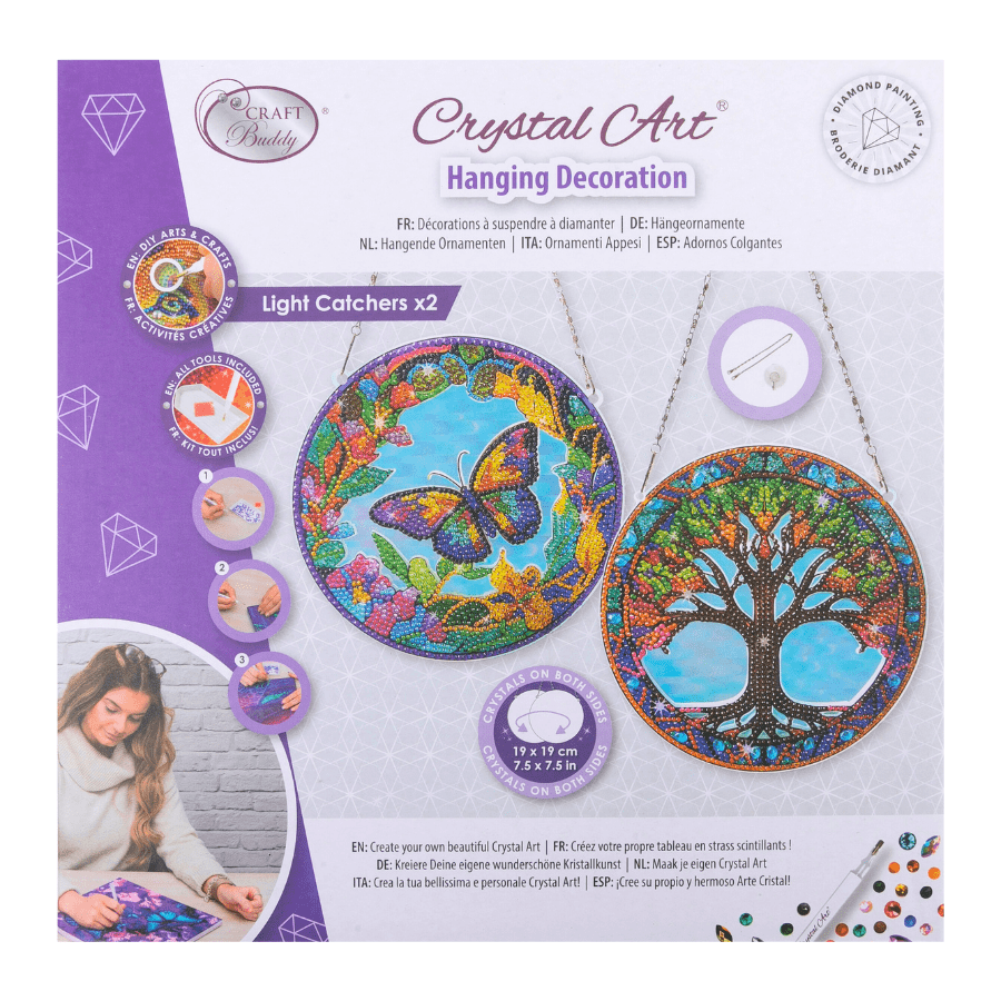 Tree Butterfly Crystal Art Hanging Lightcatcher Kit 1