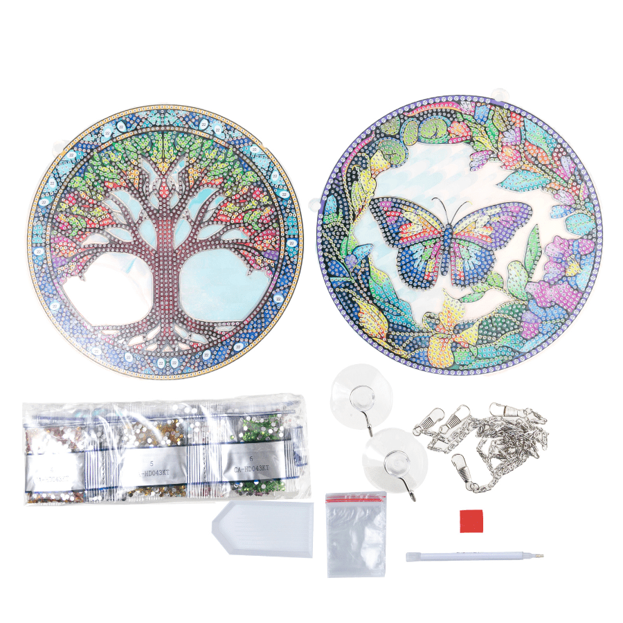 Tree Butterfly Crystal Art Hanging Lightcatcher Kit 3