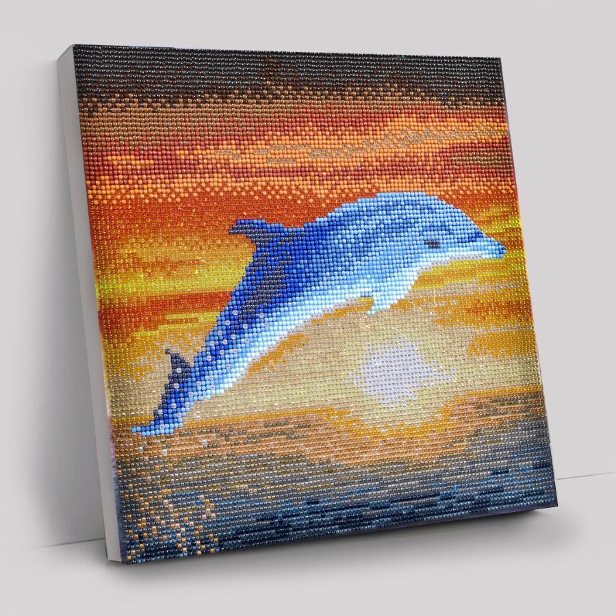 "Dolphin Sunrise" Crystal Art Canvas Kit 30x30cm