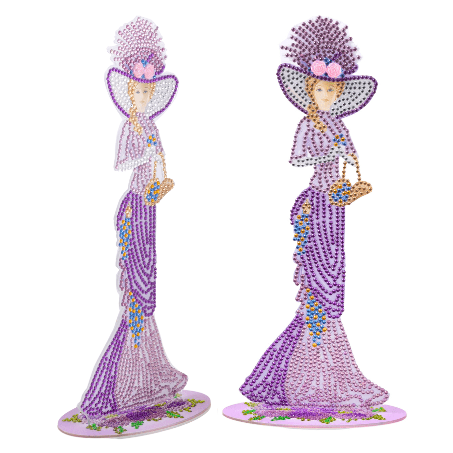 Victorian Ladies Crystal Art Wooden Decoration Set 10