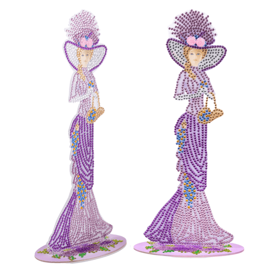 Victorian Ladies Crystal Art Wooden Decoration Set 10