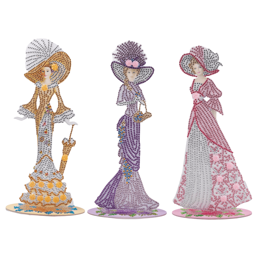 Victorian Ladies Crystal Art Wooden Decoration Set 11