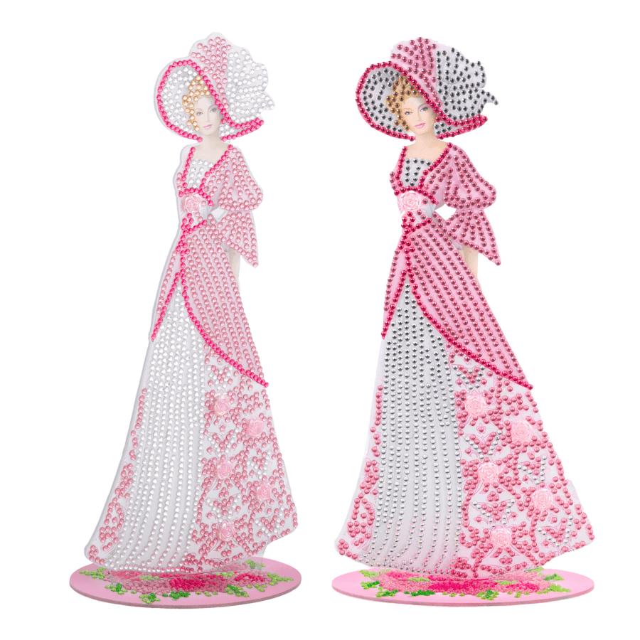 Victorian Ladies Crystal Art Wooden Decoration Set 12