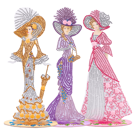 Victorian Ladies Crystal Art Wooden Decoration Set 13