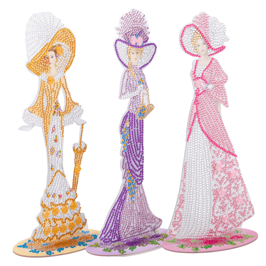 Victorian Ladies Crystal Art Wooden Decoration Set 14