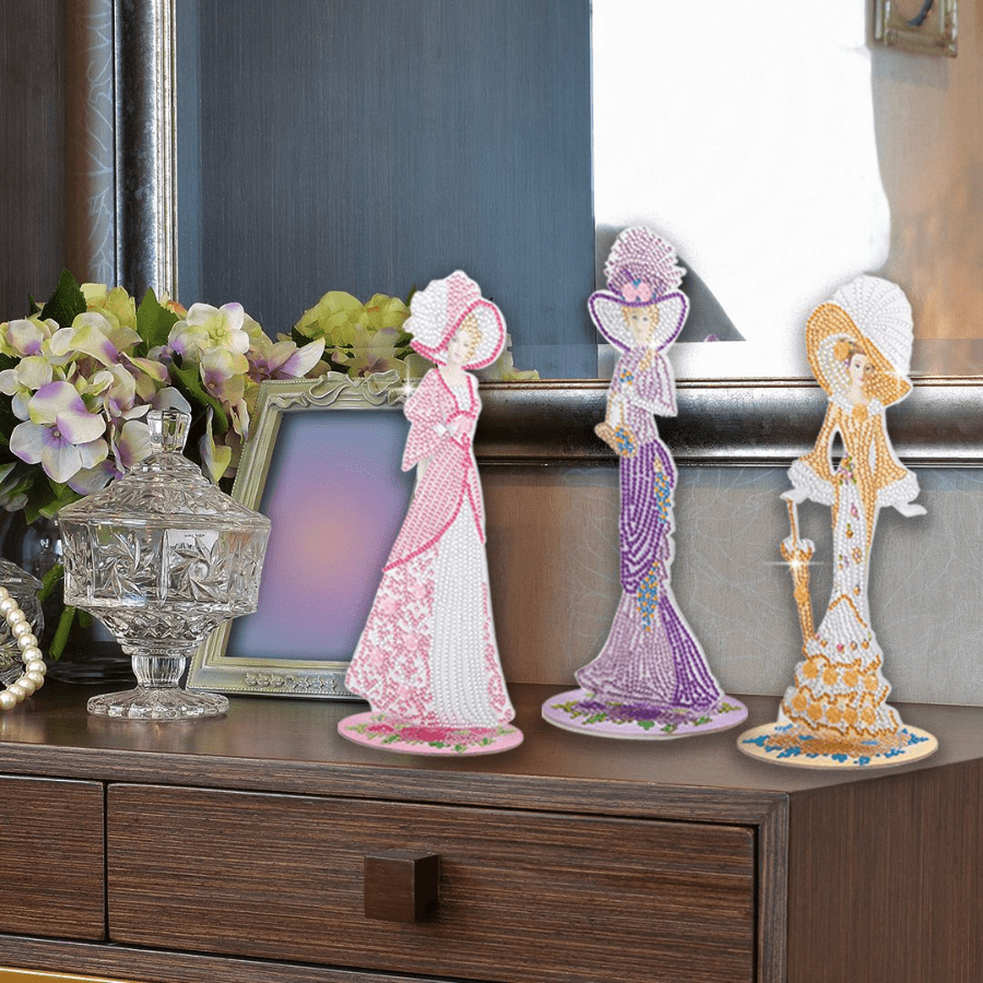 Victorian Ladies Crystal Art Wooden Decoration Set 17