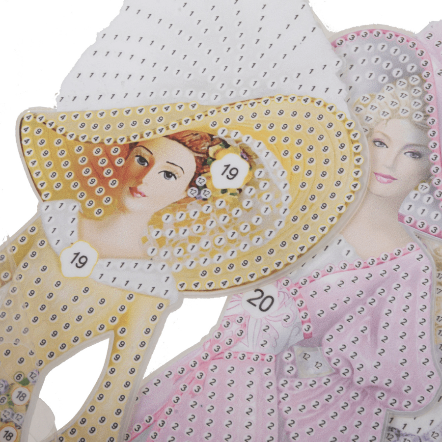 Victorian Ladies Crystal Art Wooden Decoration Set 5