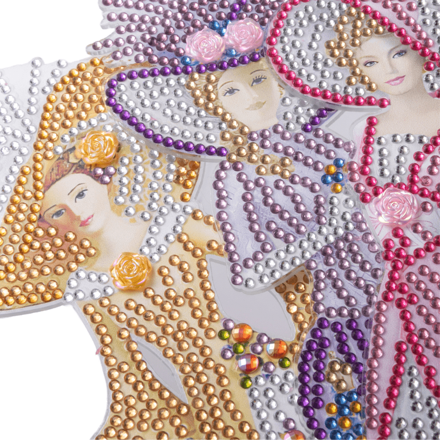 Victorian Ladies Crystal Art Wooden Decoration Set 7