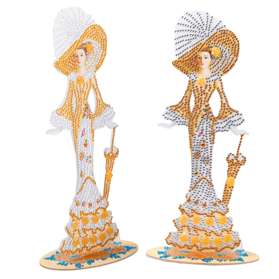 Victorian Ladies Crystal Art Wooden Decoration Set 9