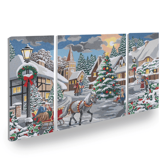 A White Christmas Crystal Art Canvas Triptych Set of 3