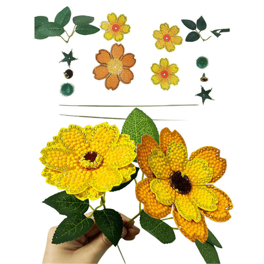 Yellow Orange Crystal Art 3D Flower Kit 7