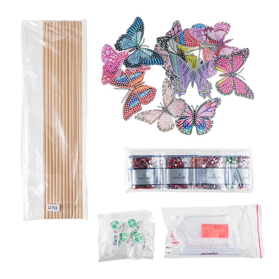 Crystal Art Butterfly Stick Set of 12 contents