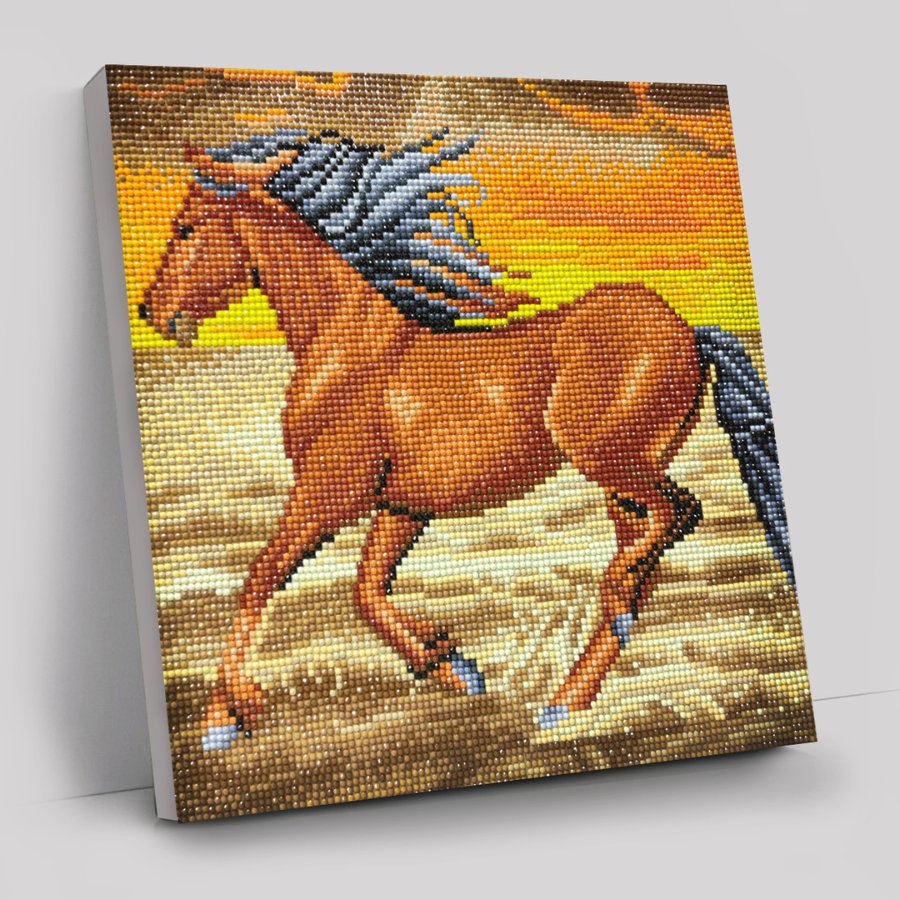"Horse on the Run" Crystal Art Canvas Kit 30x30cm