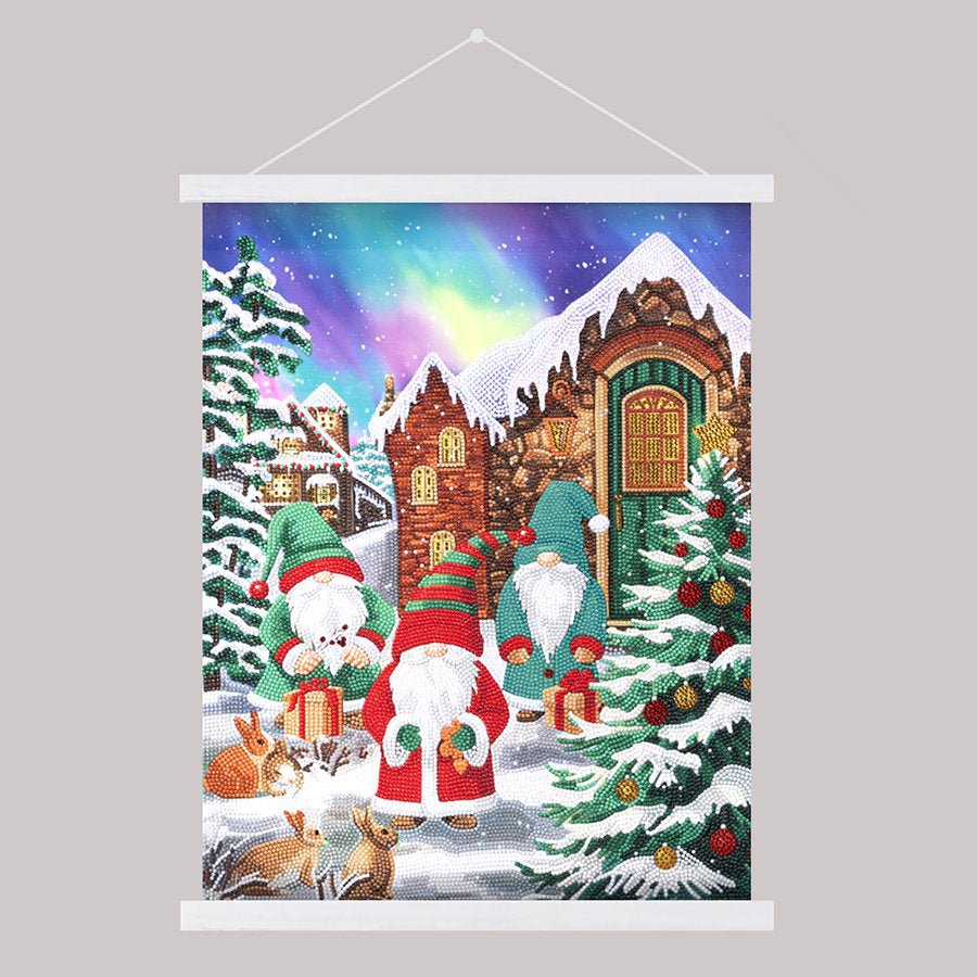 ‘Three Merry Gnomes’ Crystal Art Scroll Kit 40x50cm