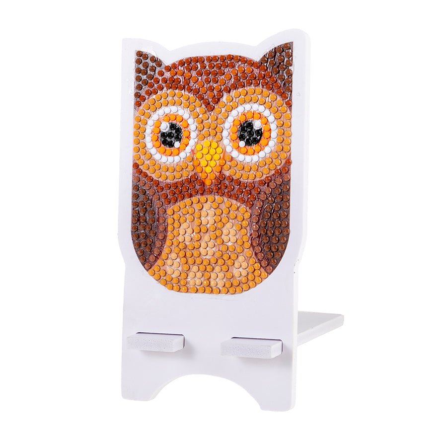 "Owl & Gnome" Crystal Art Mobile Phone Holder Owl