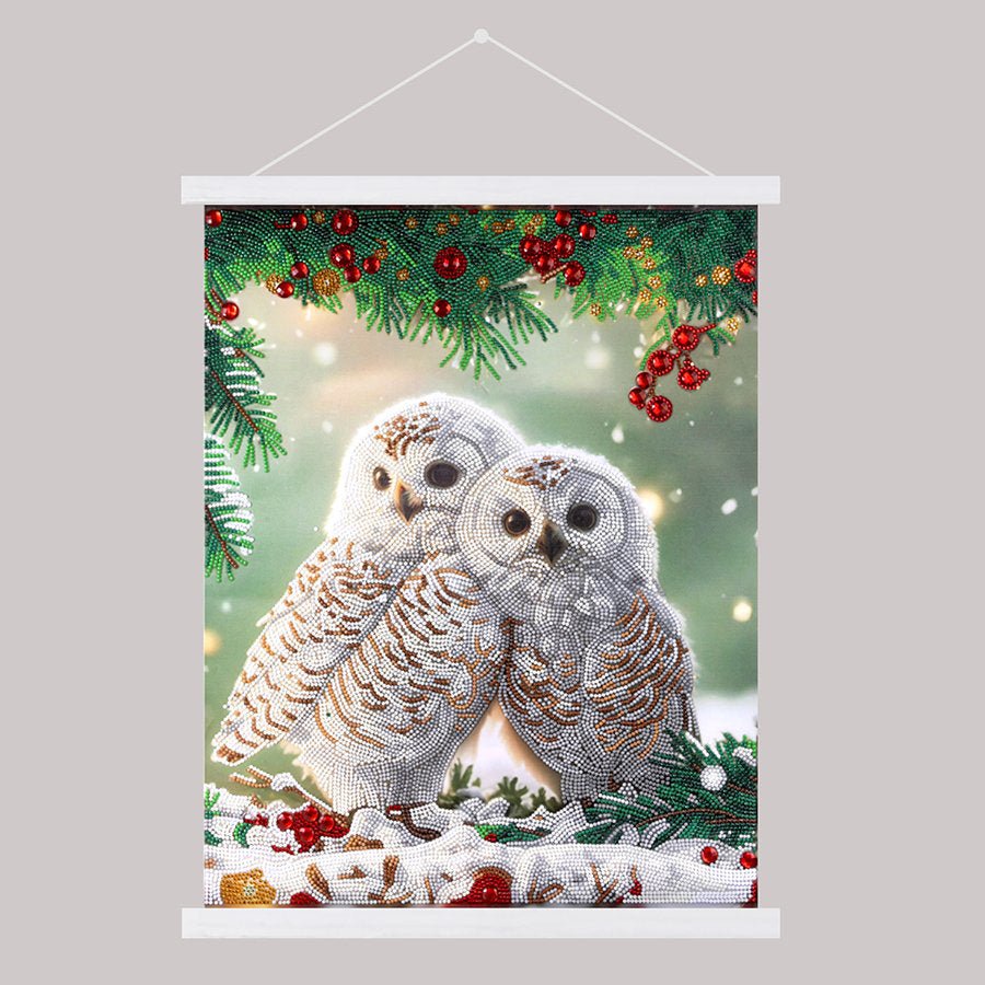 Snowy Owls Sanctuary Crystal Art Scroll Kit 40x50cm