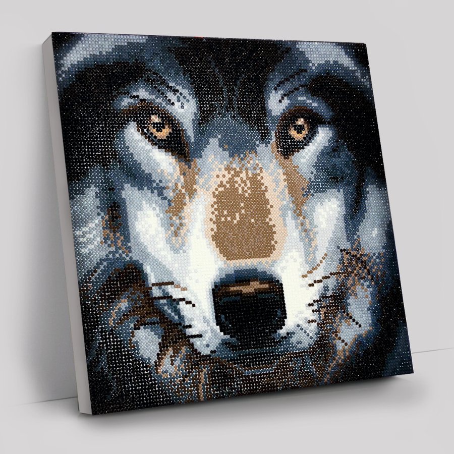 "Wolf" Crystal Art Canvas Kit 30x30cm