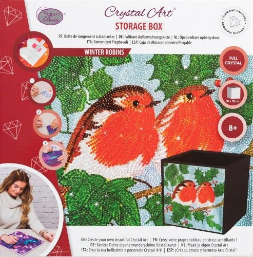 Crystal Art Folding Storage Box - Winter Robins - Packaging
