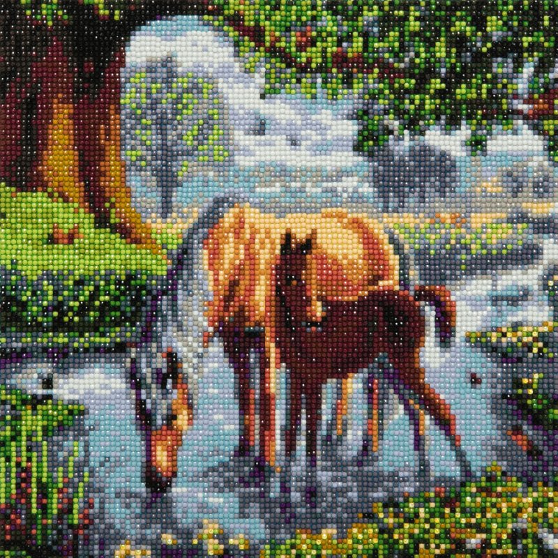 "Fell Ponies" Crystal Art Canvas Kit 30x30cm