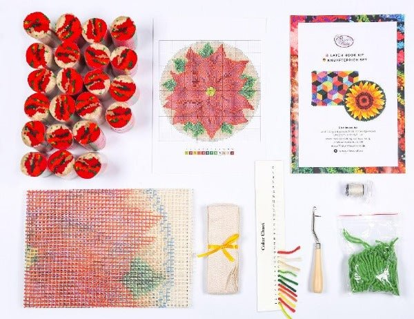 "Poinsettia" Latch Hook Rug Kit 53.5*53.5cm