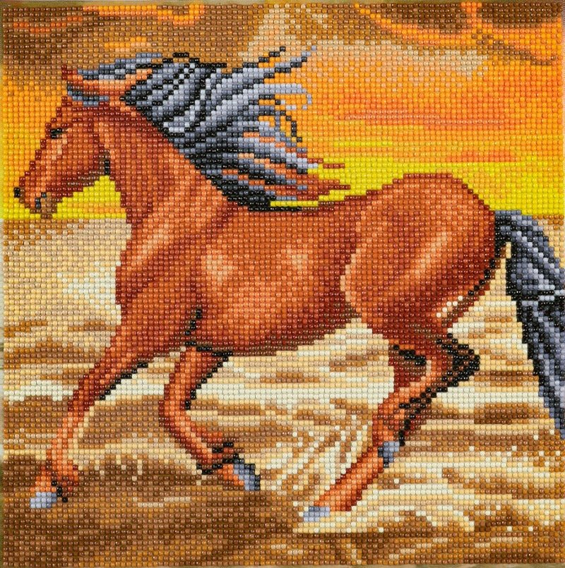 "Horse on the Run" Crystal Art Canvas Kit 30x30cm